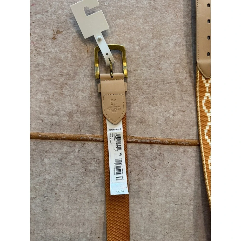 Sun + Stone Woven Belt Women's Large Tan Ivory Yellow Southwestern NWT